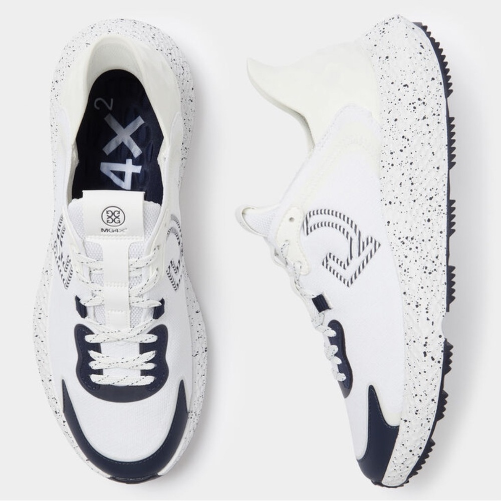 G/FORE White & Navy Speckled-Trim Athletic Sneakers